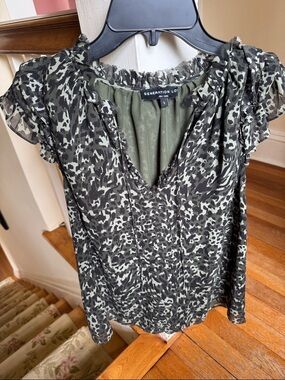 Generation Love Camo Printed Ruffle Sleeve Top